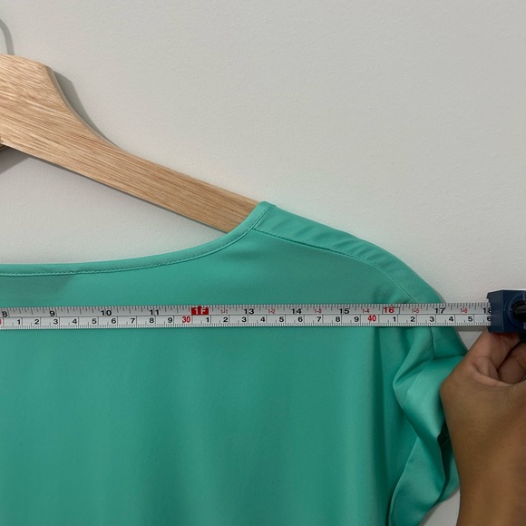 Express Teal V-Neck Blouse - Picture 8 of 8